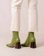 Жени colorblock evergreen Alohas юг - ярко зелени кожени ботуши NVPD191 - Image 2