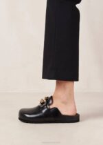 Жени верига черна Alohas камина - черни кожени сабо NVPD431 - Image 5