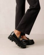 Жени верига черна Alohas писта - черни кожени мокасини NVPD412 - Image 6