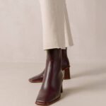 Жени вино бордо Alohas west vintage - червени кожени ботуши NVPD226