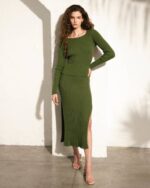 Жени изумрудено зелено Alohas wise - зелена плетена пола NVPD670 - Image 2
