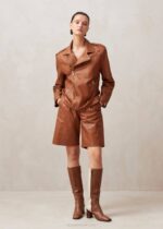 Жени камила Alohas тулуза - кафяви кожени шорти NVPD1021 - Image 3
