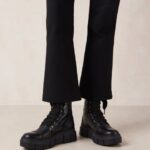 Жени кроко черно Alohas can can croco - черни кожени ботуши NVPD59
