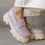 Жени лилаво Alohas trailblazer - лилави кожени мокасини NVPD32