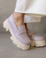 Жени лилаво Alohas trailblazer - лилави кожени мокасини NVPD32