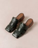 Жени нефритено зелено Alohas рубинено - зелени тъкани кожени мулета NVPD382 - Image 8