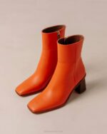 Жени помело портокал Alohas west vintage - оранжеви кожени ботуши NVPD232 - Image 8