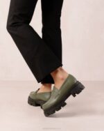Жени прашна маслина Alohas trailblazer - зелени кожени мокасини NVPD26 - Image 3