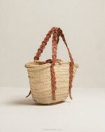 Жени тен Alohas palmette - кафява кожена сламена чанта NVPD1040 - Image 8