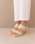 Жени царевица слонова кост Alohas twist strap царевица - бели веган кожени мулета NVPD427 - Image 2