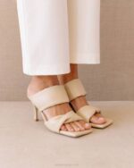 Жени царевица слонова кост Alohas twist strap царевица - бели веган кожени мулета NVPD427 - Image 5