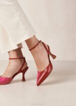 Жени червило червено магента Alohas cinderella - червени и розови кожени обувки NVPD80 - Image 5
