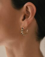Жени черен Alohas метеорит - златни и черни обеци NVPD1062