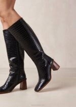 Жени черен Alohas east croco - черни кожени ботуши NVPD48