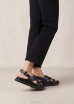 Жени черен Alohas trunca - черни кожени сандали NVPD370 - Image 3