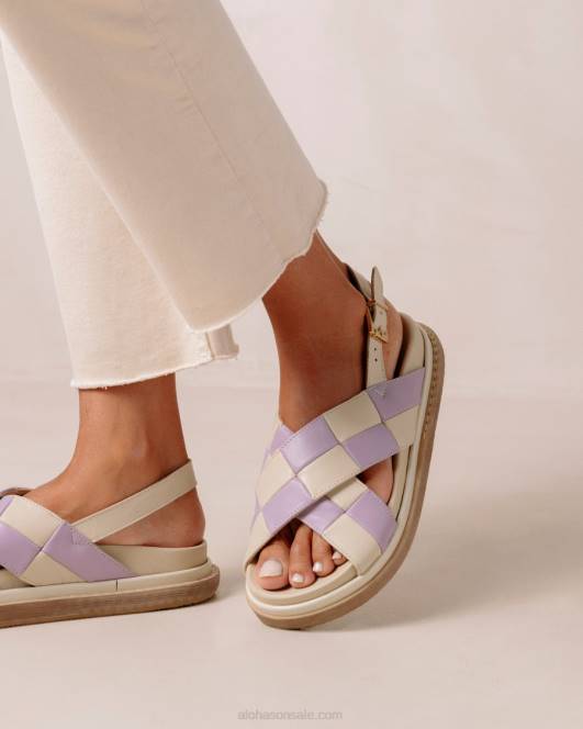 Жени Scacchi Mauve слонова кост Alohas marshmallow scacchi - бели и лилави кожени сандали NVPD122 - Image 2