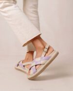 Жени Scacchi Mauve слонова кост Alohas marshmallow scacchi - бели и лилави кожени сандали NVPD122 - Image 6