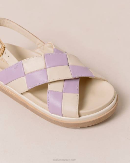 Жени Scacchi Mauve слонова кост Alohas marshmallow scacchi - бели и лилави кожени сандали NVPD122 - Image 7