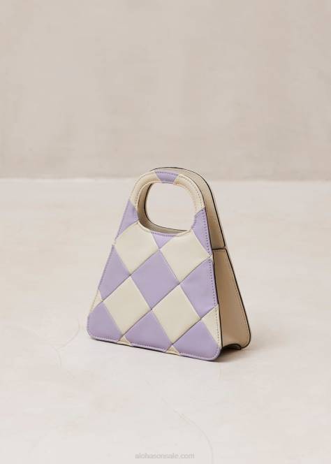 Жени Scacchi Mauve слонова кост Alohas the a scacchi - чанта на бяло и лилаво каре NVPD1098 - Image 3