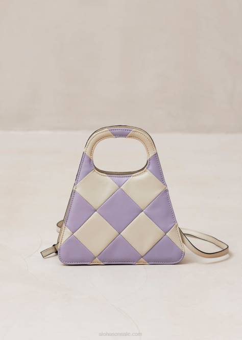 Жени Scacchi Mauve слонова кост Alohas the a scacchi - чанта на бяло и лилаво каре NVPD1098 - Image 5